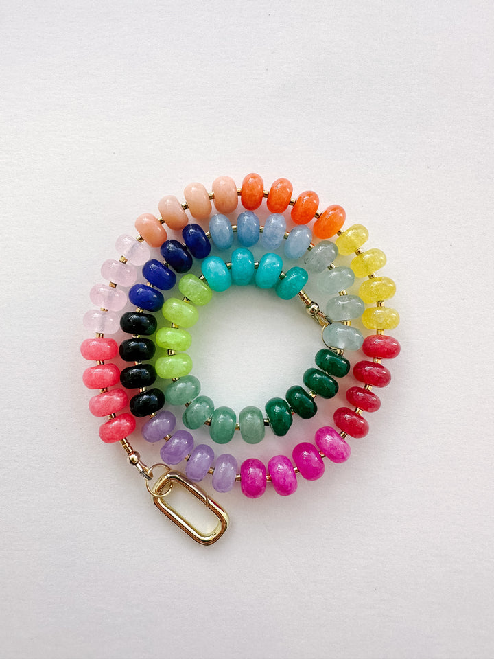 Handmade Colorful Beaded Quartz & Opal Necklace - Raindow #1