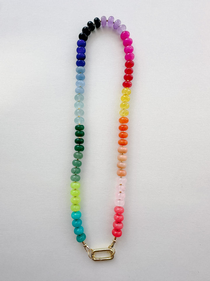 Handmade Colorful Beaded Quartz & Opal Necklace - Raindow #1