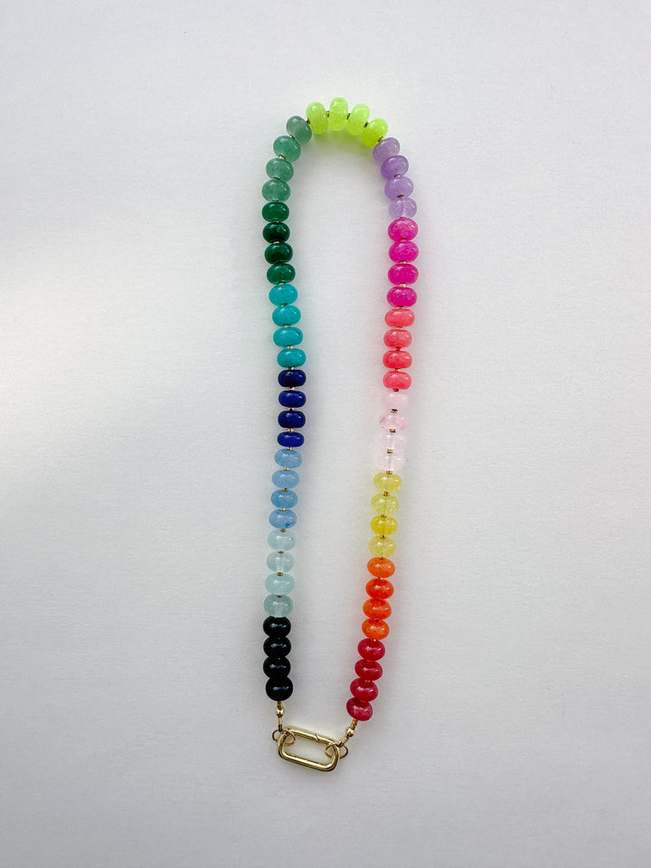 Handmade Colorful Beaded Quartz & Opal Necklace - Raindow #2