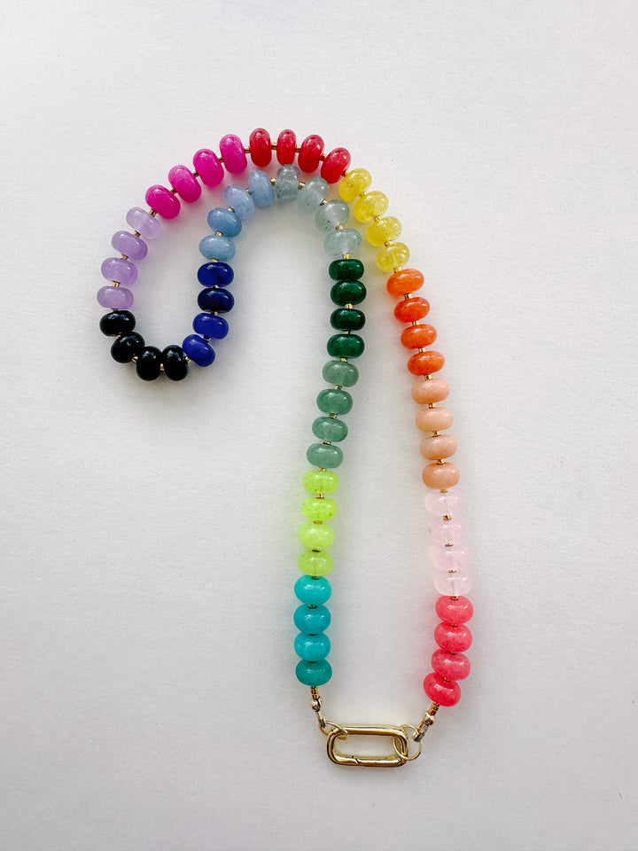 Handmade Colorful Beaded Quartz & Opal Necklace - Raindow #1