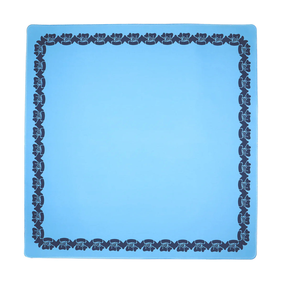 Blue Flower Border Mahjong Mat