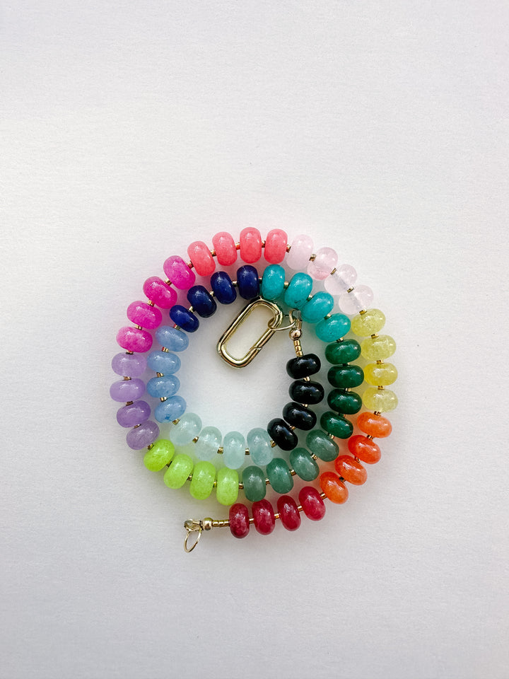 Handmade Colorful Beaded Quartz & Opal Necklace - Raindow #2