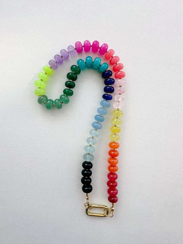 Handmade Colorful Beaded Quartz & Opal Necklace - Raindow #2
