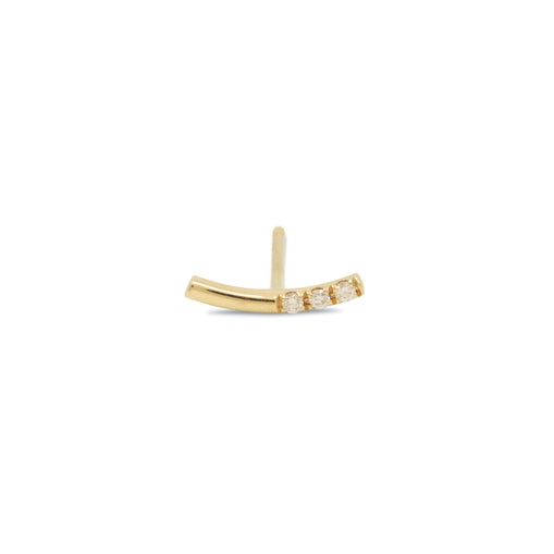 14K Gold Bar White Diamond Studs