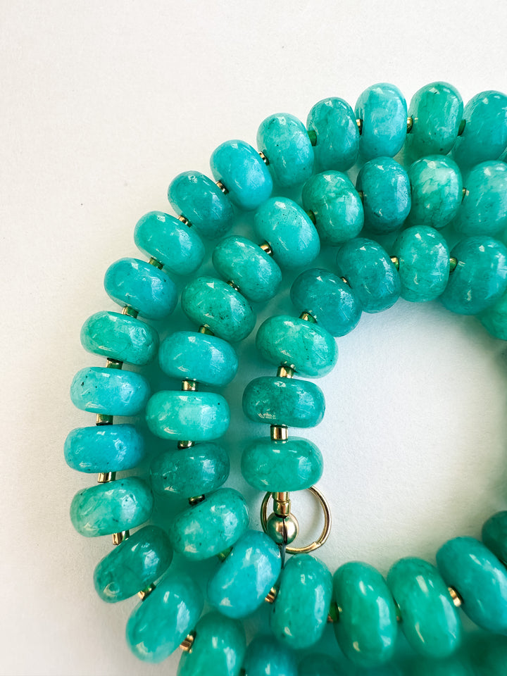Handmade Beaded Quartz Necklace - Teal