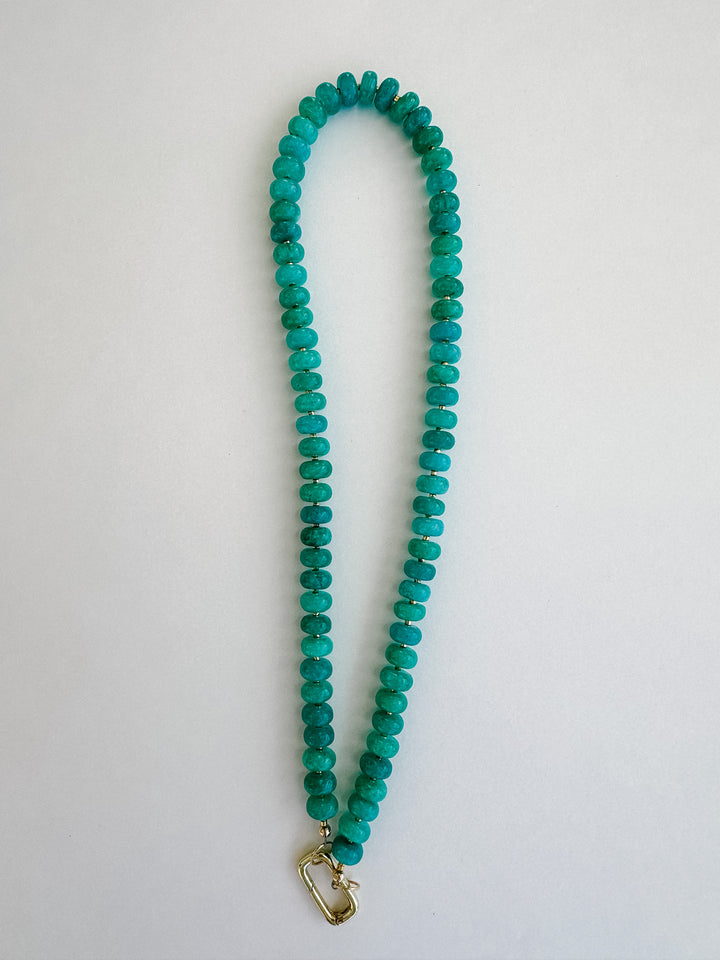 Handmade Beaded Quartz Necklace - Teal