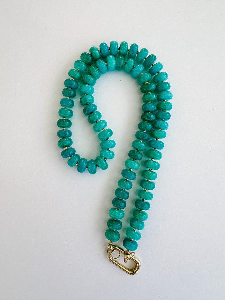 Handmade Beaded Quartz Necklace - Teal