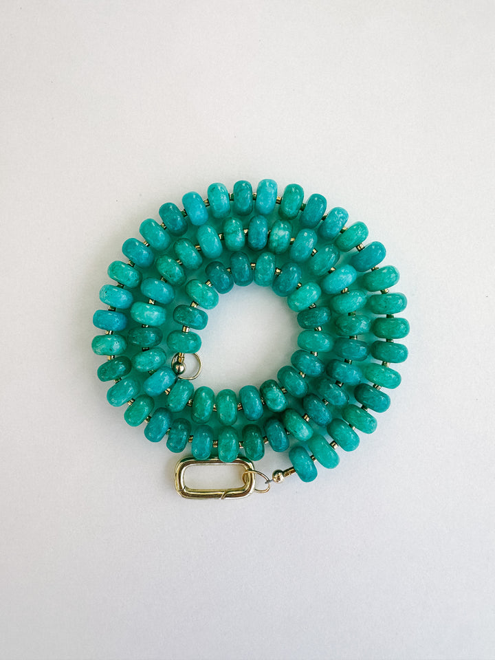 Handmade Beaded Quartz Necklace - Teal