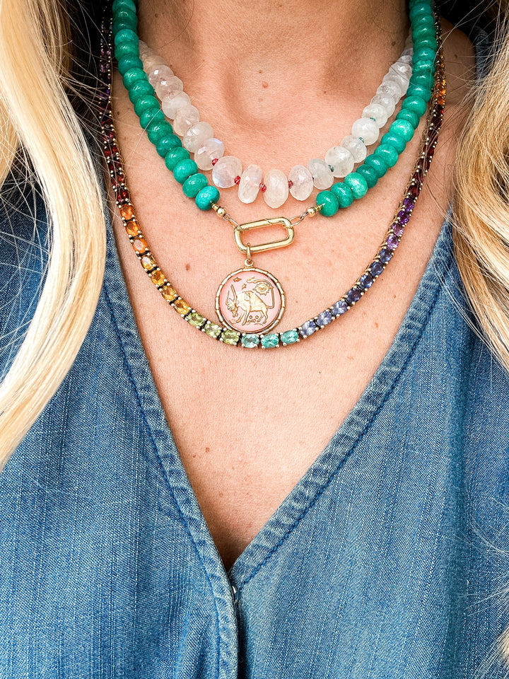 Handmade Beaded Quartz Necklace - Teal