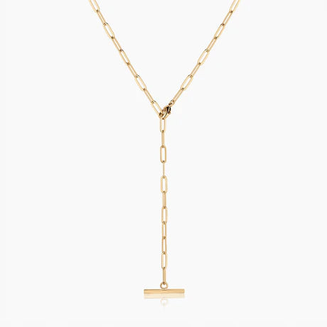 Natalie Thin Paperclip Lariat Toggle Necklace