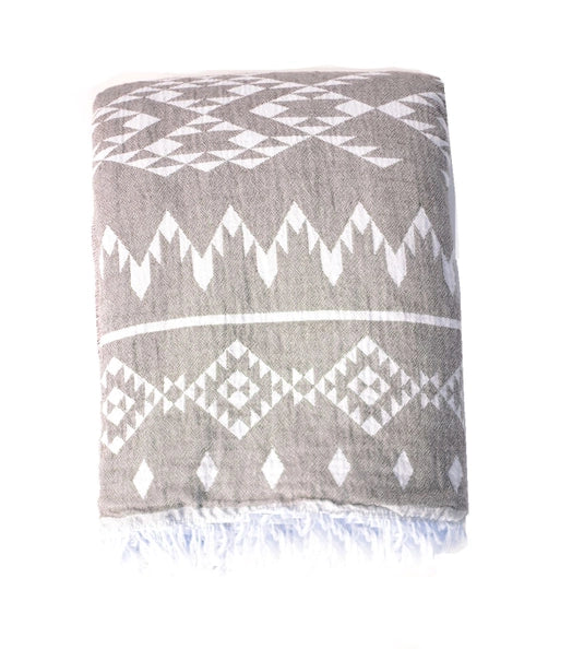 Turkish Cotton Fleece Lined Blanket - Mocha