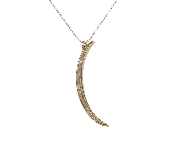 Gold & Cubic Zirconia Pave Moon Necklace