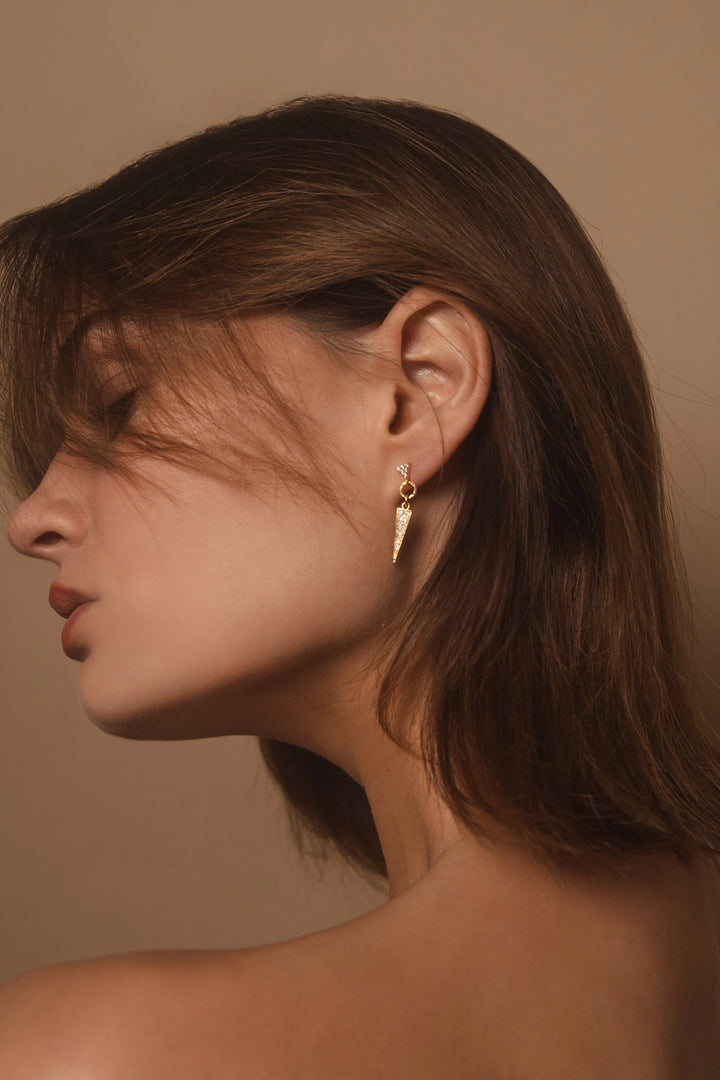 Gold & Cubic Zirconia Berlin Dangle Spike Earrings