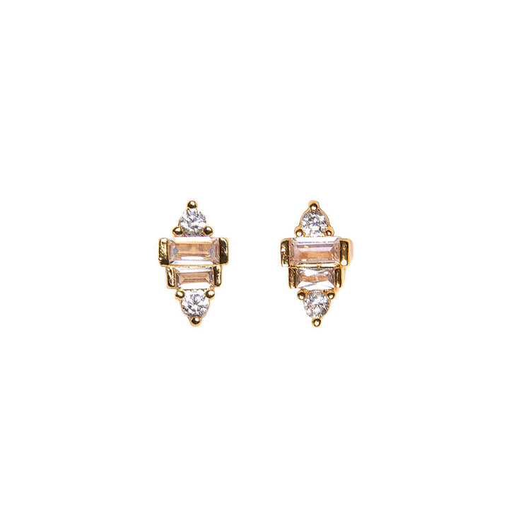 Art Deco Gold & Cubic Zirconia Montes Stud Earrings