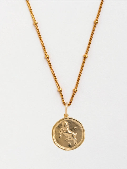 Aries Gold Zodiac Pendant Necklace