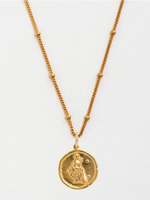 Aquarius Gold Zodiac Pendant Necklace