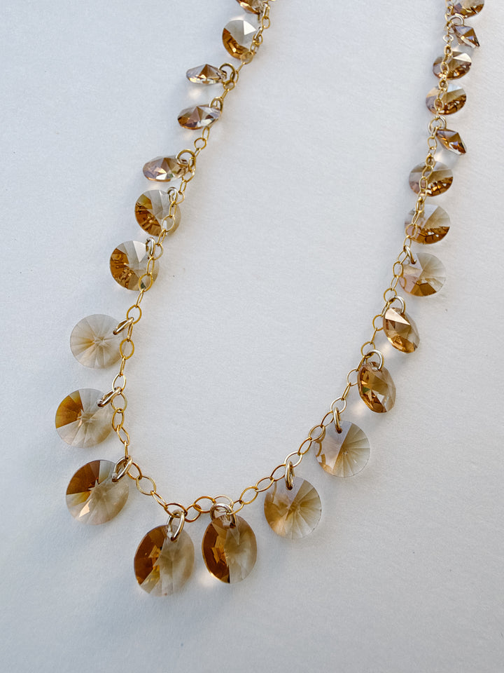 Toffee Crystal Gold Filled Necklace