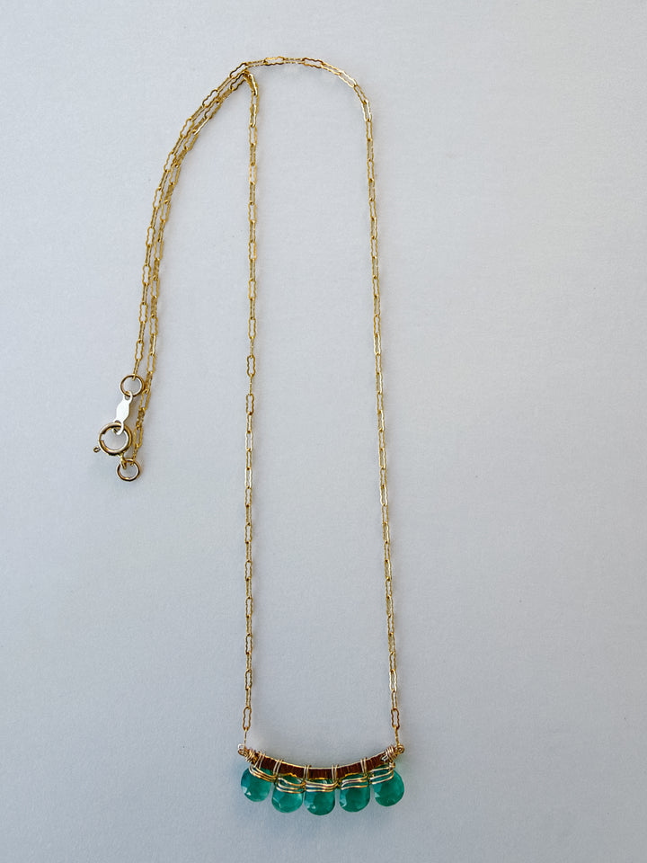Green Onyx Gold Filled Bar Necklace