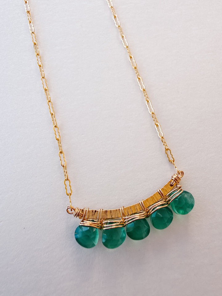 Green Onyx Gold Filled Bar Necklace