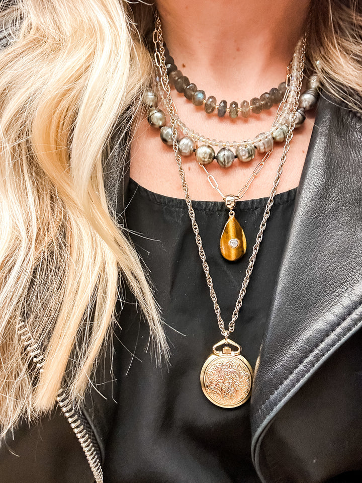 Handmade Beaded Necklace - Labradorite 9mm Beads