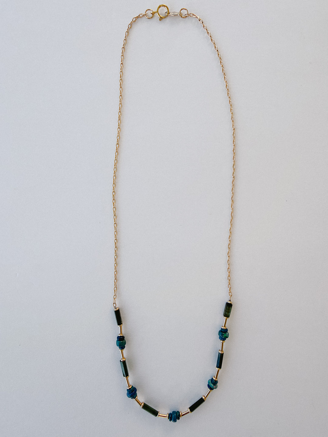 Delicate Blue & Green Gemstone Mixed Gold Filled Chain