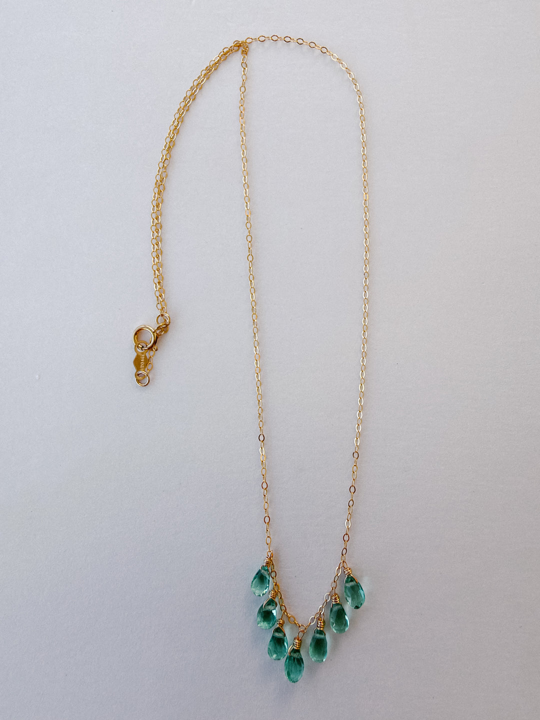 Petite Emerald Quartz 14K Gold Filled Necklace