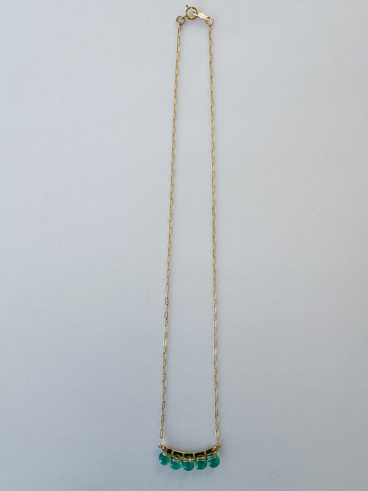 Green Onyx Gold Filled Bar Necklace