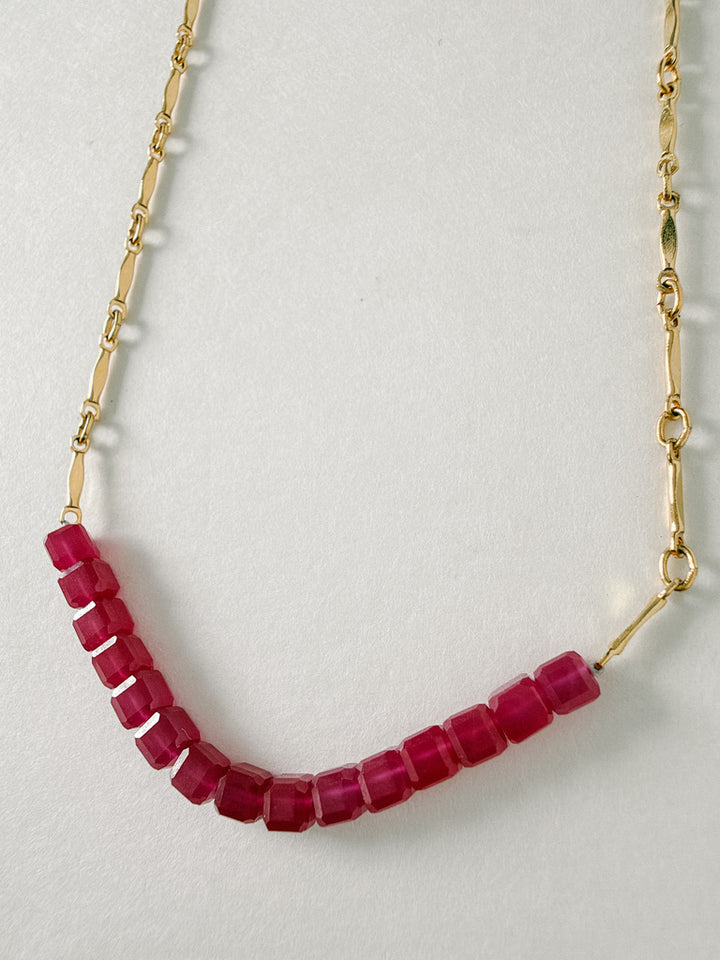 Ruby Gold Fill Chain Link Necklace
