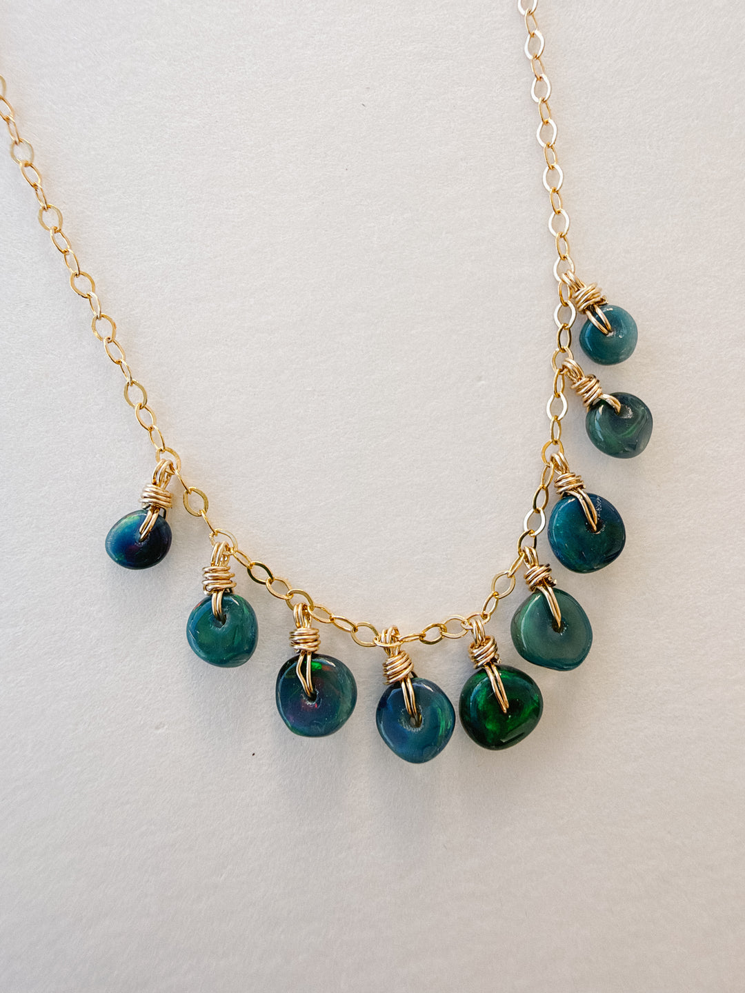 Dark Opal Pebble-Shaped Gold Filled Necklace