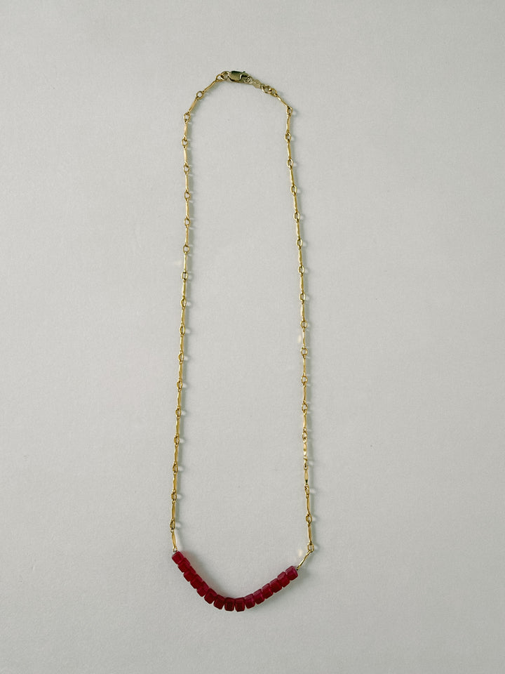 Ruby Gold Fill Chain Link Necklace