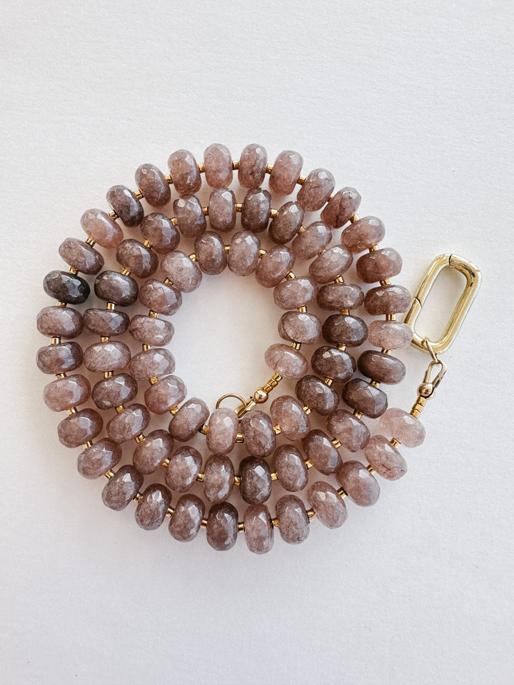 Glass Bead Necklace - Pink, Yellow, Purples