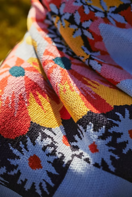 100% Soft Italian Merino Wool Blanket - Encore Floral