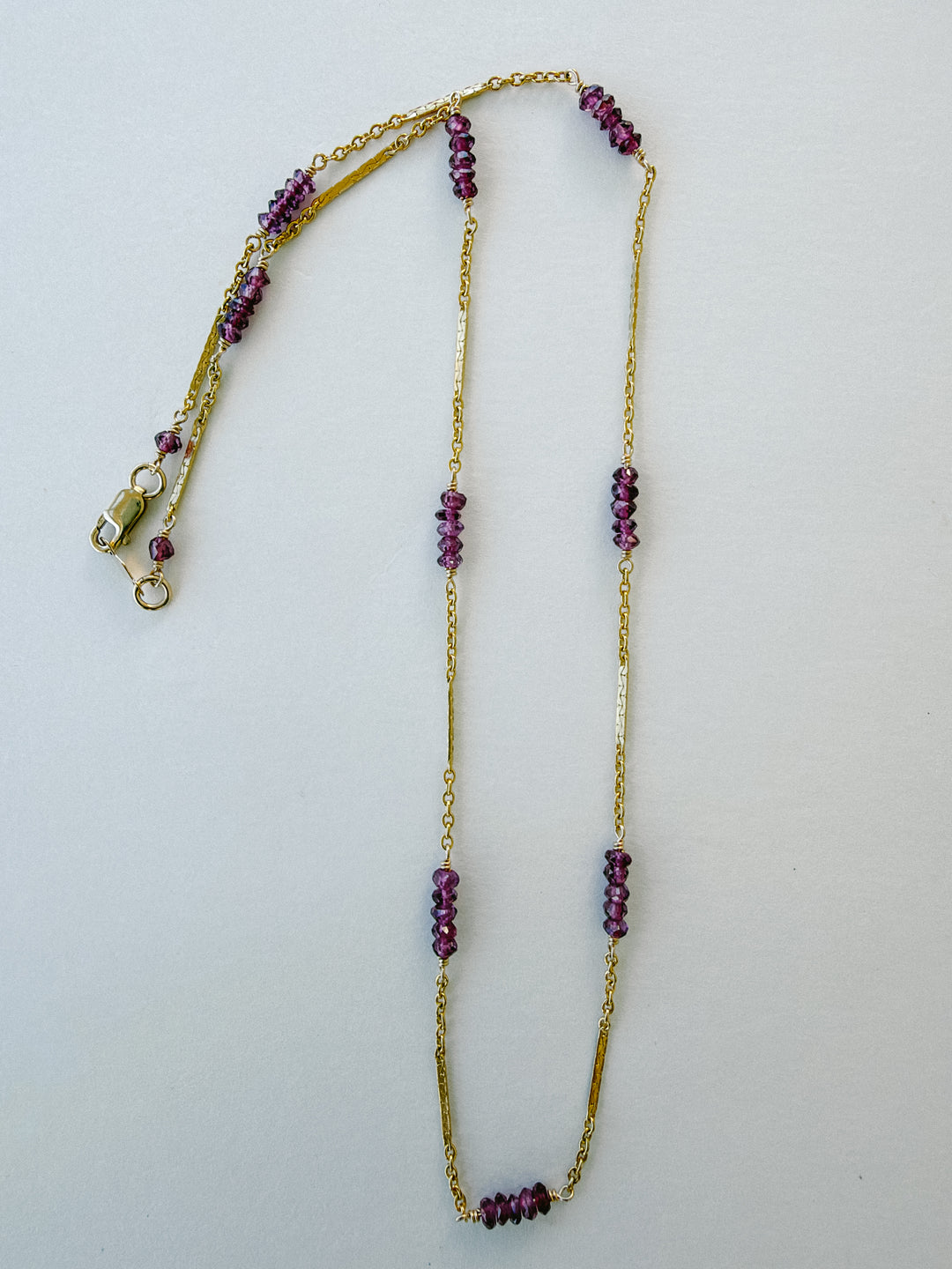 Purple Garnet Beaded Gold Fill Necklace