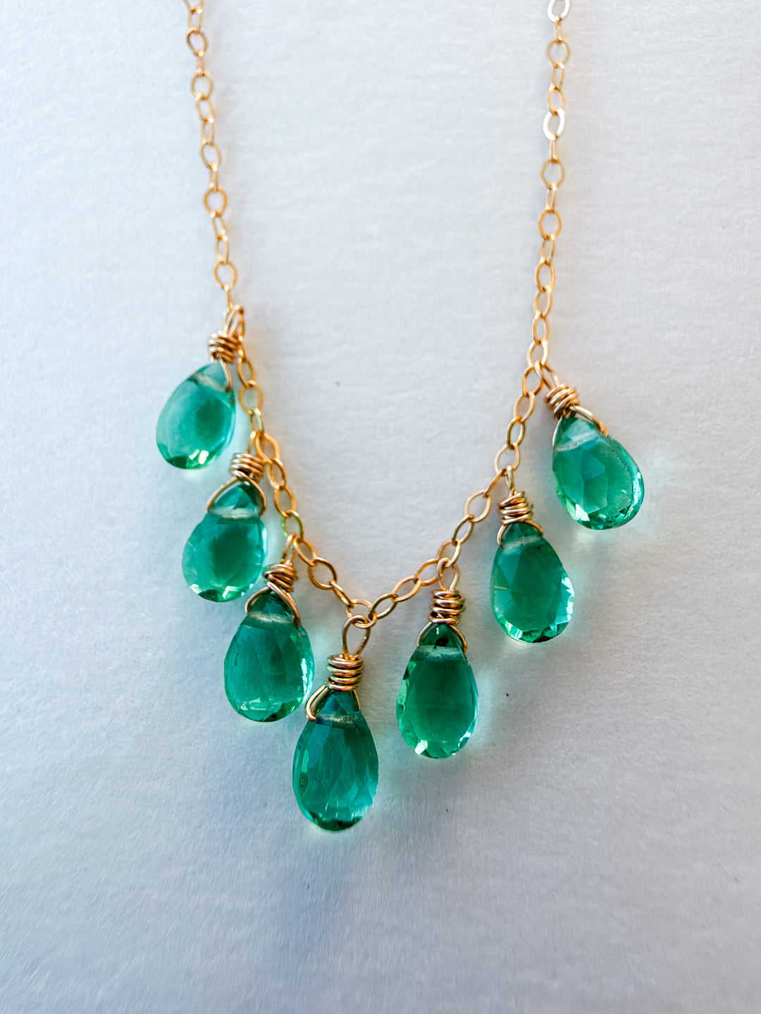 Petite Emerald Quartz 14K Gold Filled Necklace