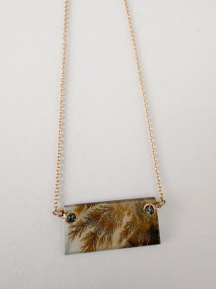 One-of-a-Kind Dendritic Agate & Brown Diamond Necklace