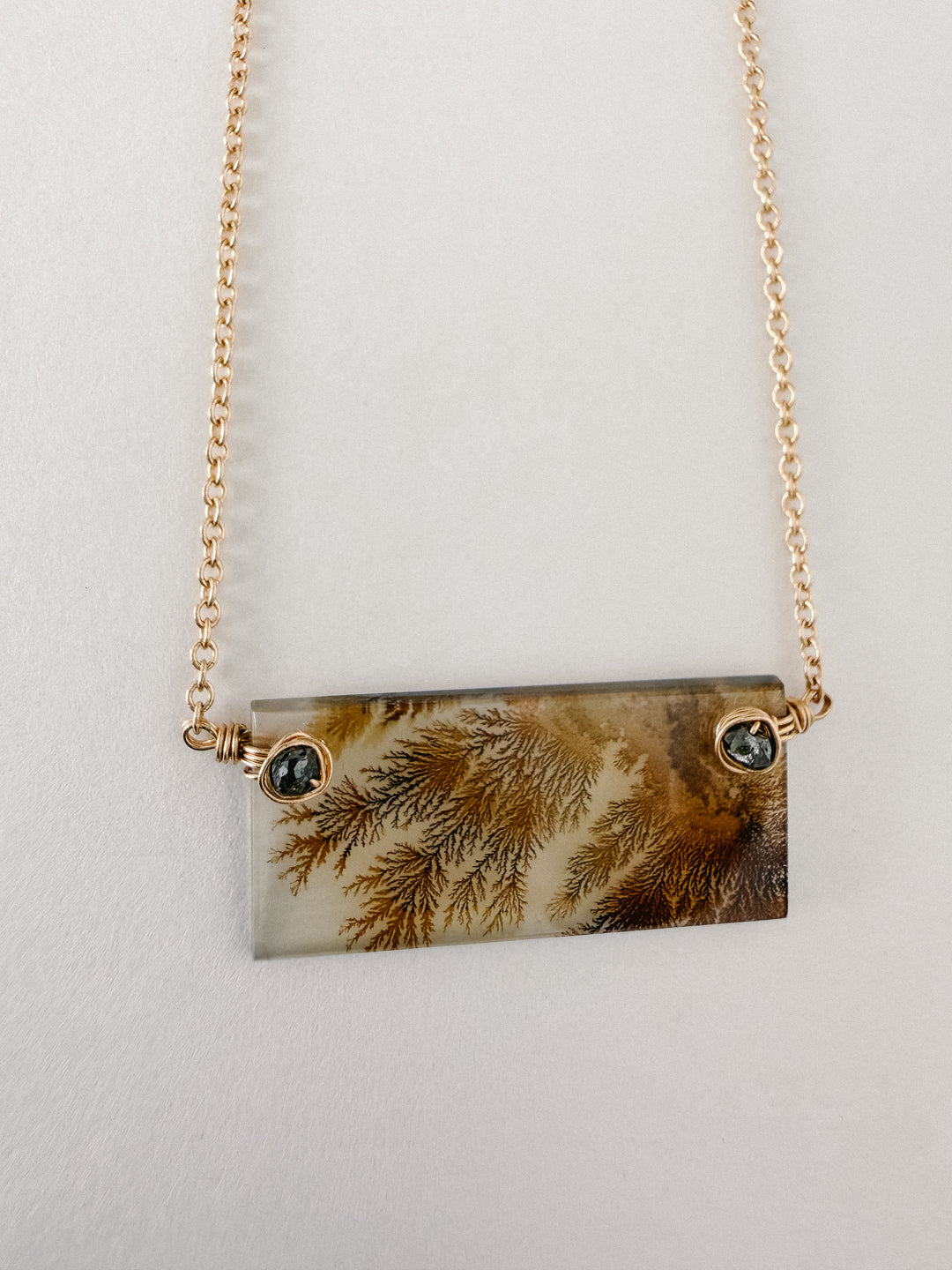One-of-a-Kind Dendritic Agate & Brown Diamond Necklace