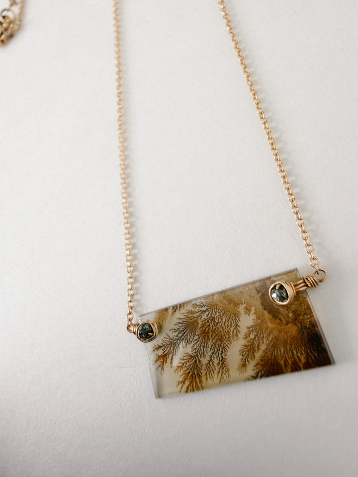 One-of-a-Kind Dendritic Agate & Brown Diamond Necklace