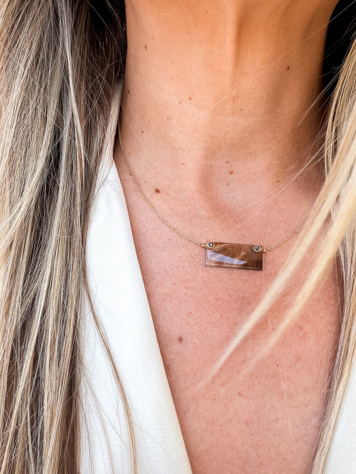 One-of-a-Kind Dendritic Agate & Brown Diamond Necklace