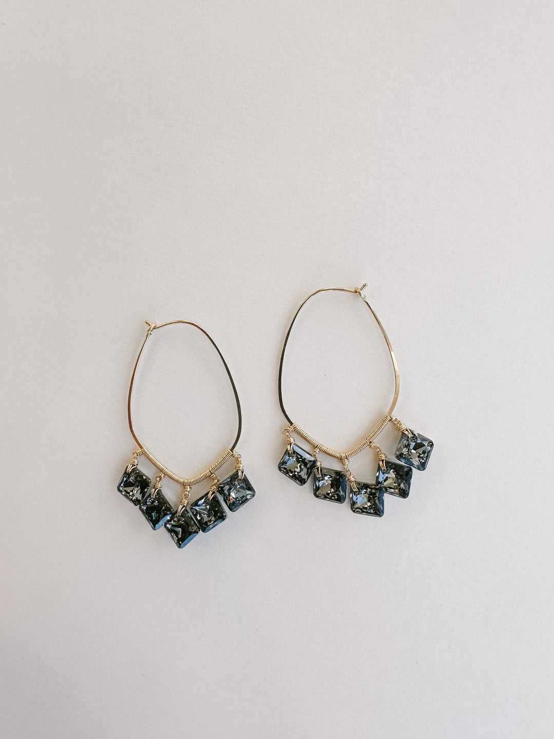 Charcoal Crystal Hoops