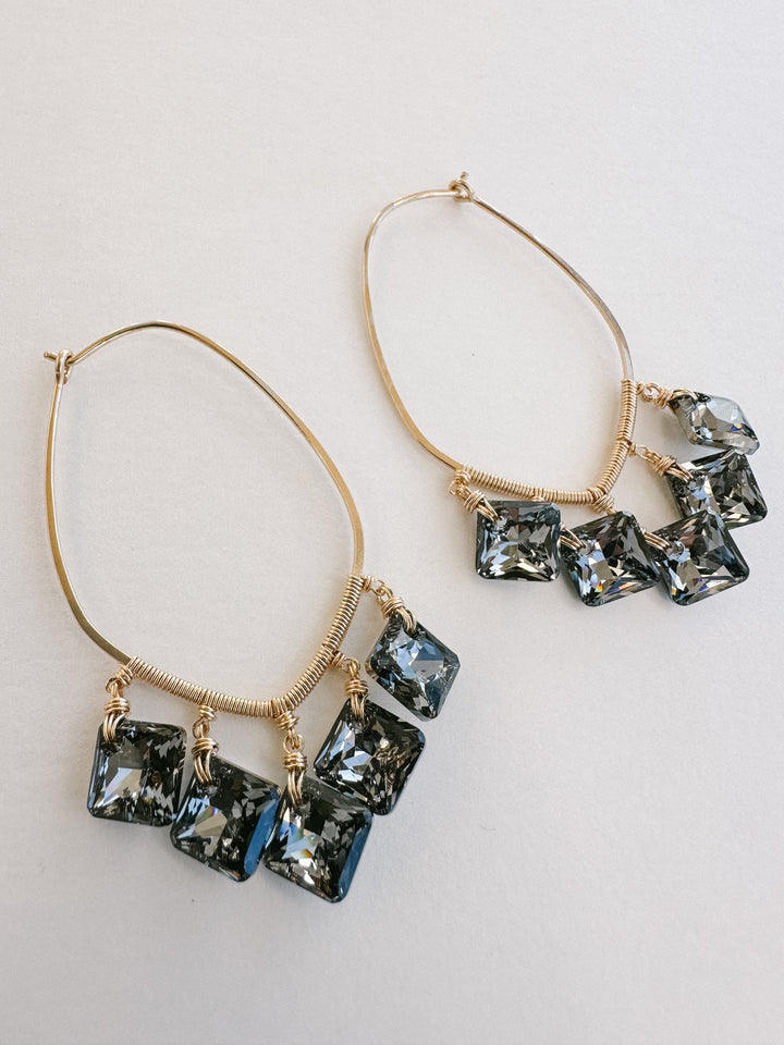 Charcoal Crystal Hoops