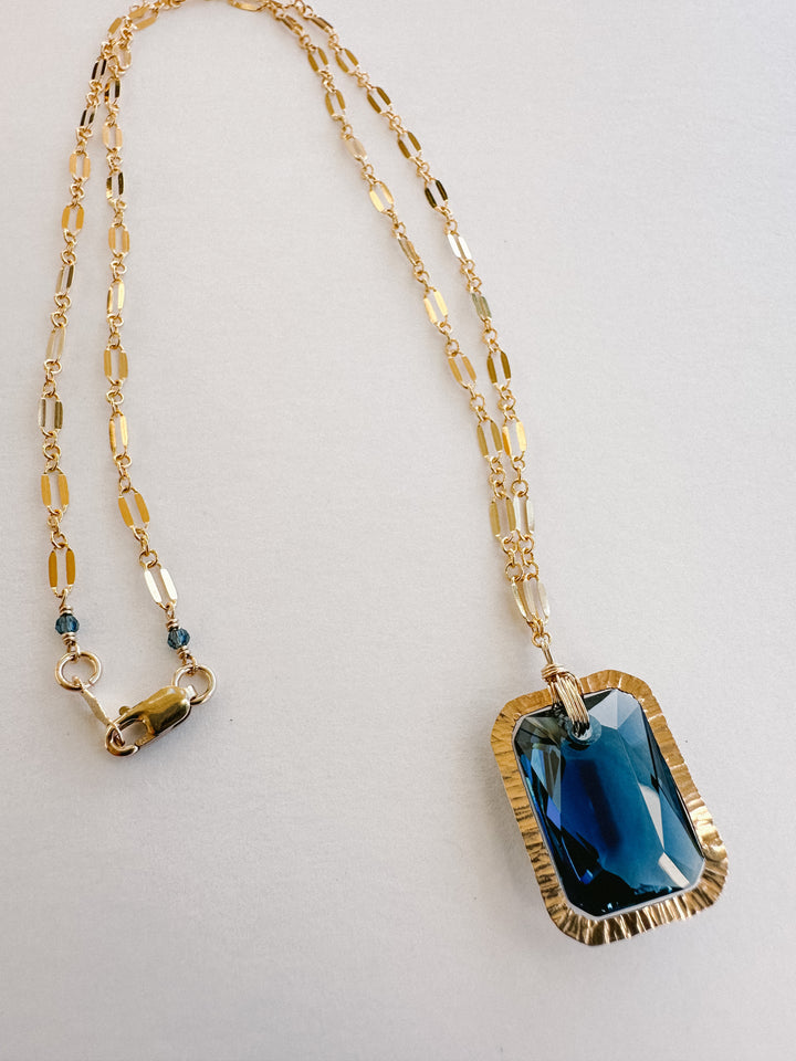 Deep Blue Crystal Pendant Necklace