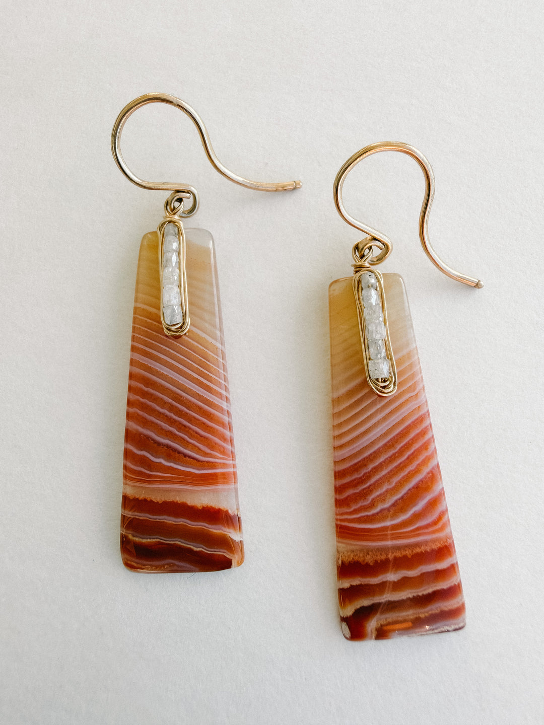 One-of-a-Kind Grey Diamond & 14K Gold Montana Agate Dangle Earrings