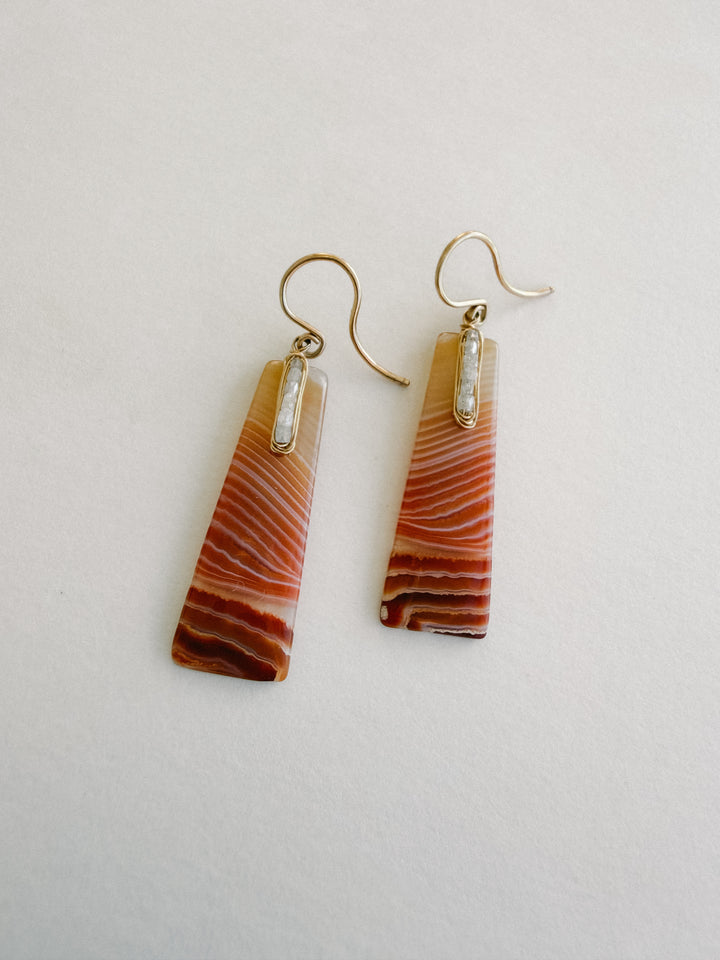 One-of-a-Kind Grey Diamond & 14K Gold Montana Agate Dangle Earrings