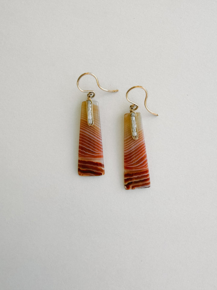 One-of-a-Kind Grey Diamond & 14K Gold Montana Agate Dangle Earrings