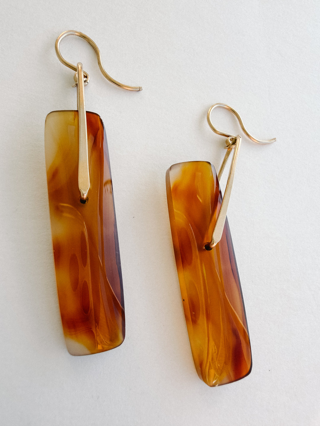One-of-a-Kind 14K Gold Montana Agate Dangle Earrings with Oscillating Hooks