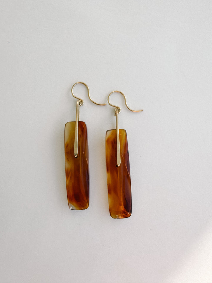 One-of-a-Kind 14K Gold Montana Agate Dangle Earrings with Oscillating Hooks