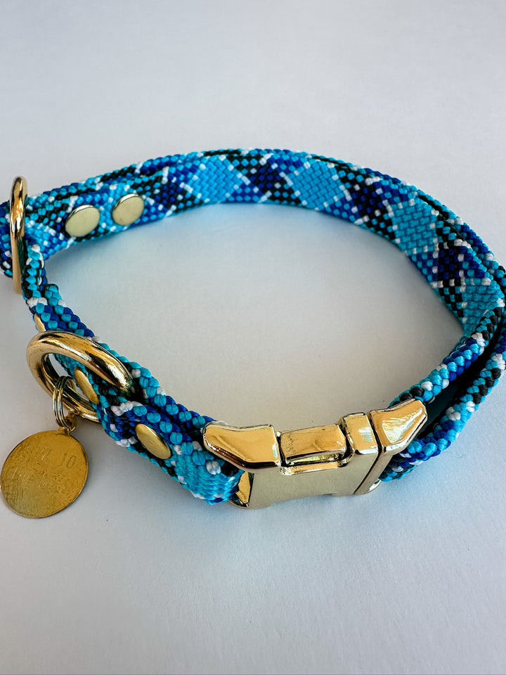 Dexter Large Dog Collar Blue Plaid