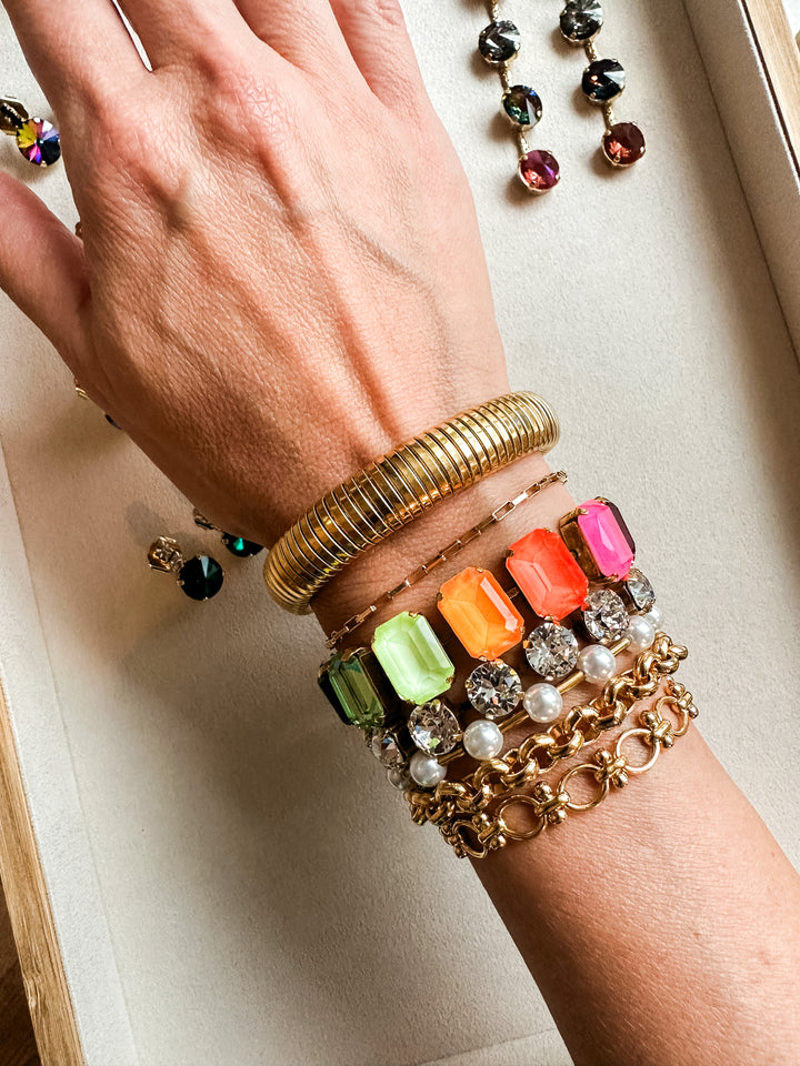 Izzy Crystal Bracelet - Antique Gold Clear