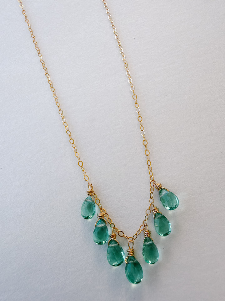Petite Emerald Quartz 14K Gold Filled Necklace