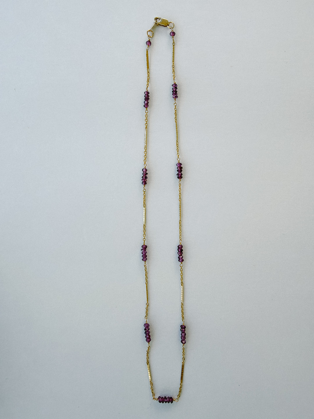 Purple Garnet Beaded Gold Fill Necklace